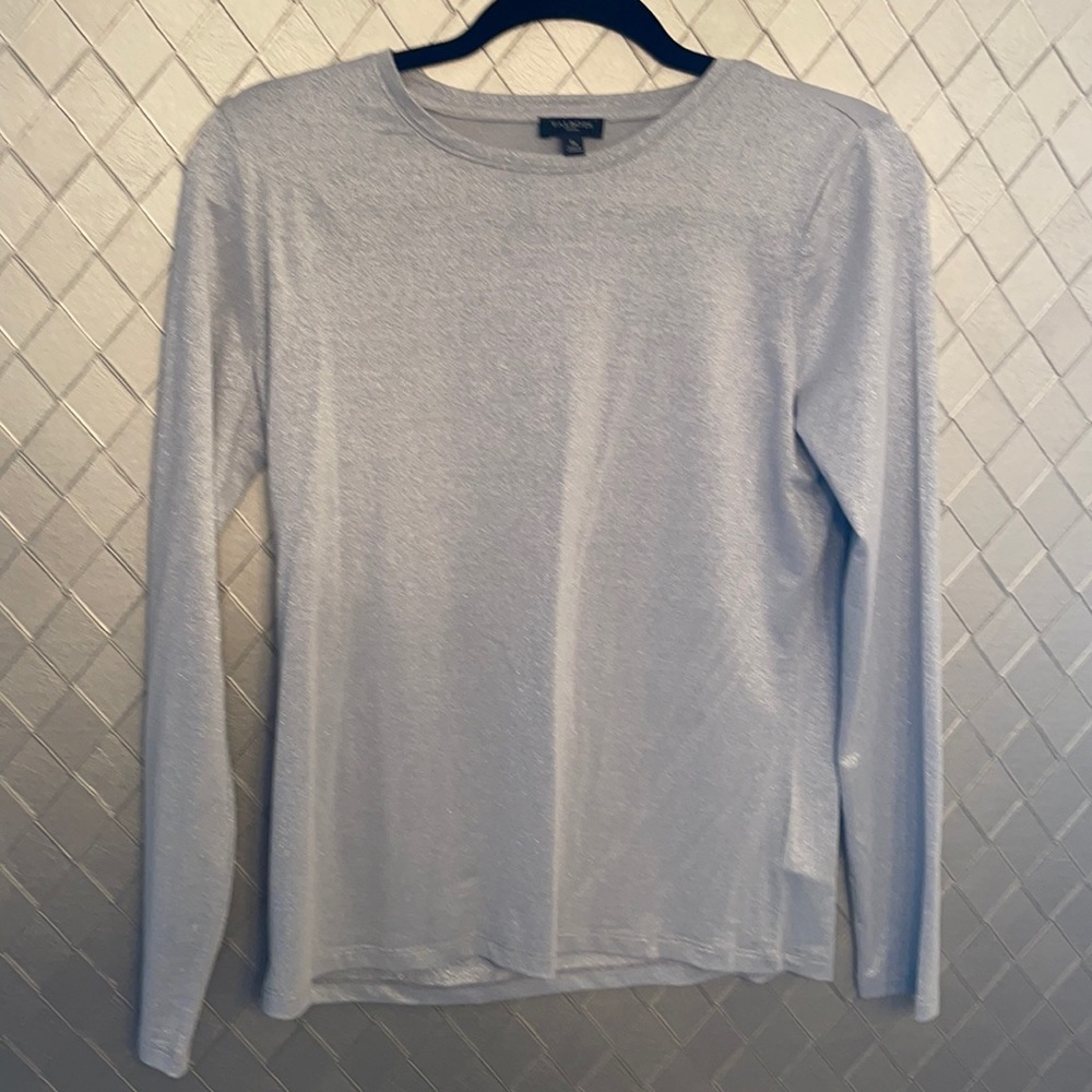Talbots womens top metallic silver SP